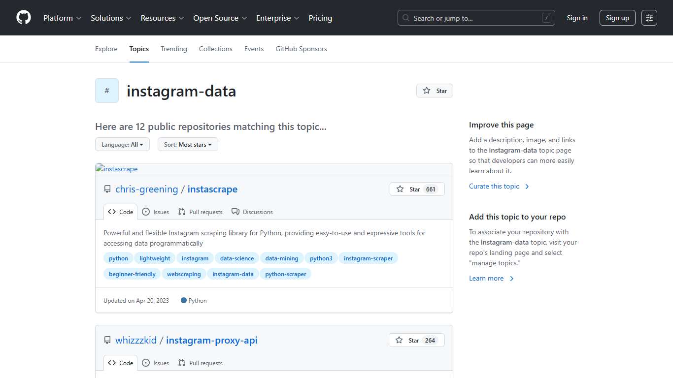 instagram-data · GitHub Topics · GitHub